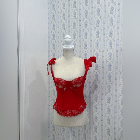 Vintage Red Corset bustier cami top - Picture 3 of 5